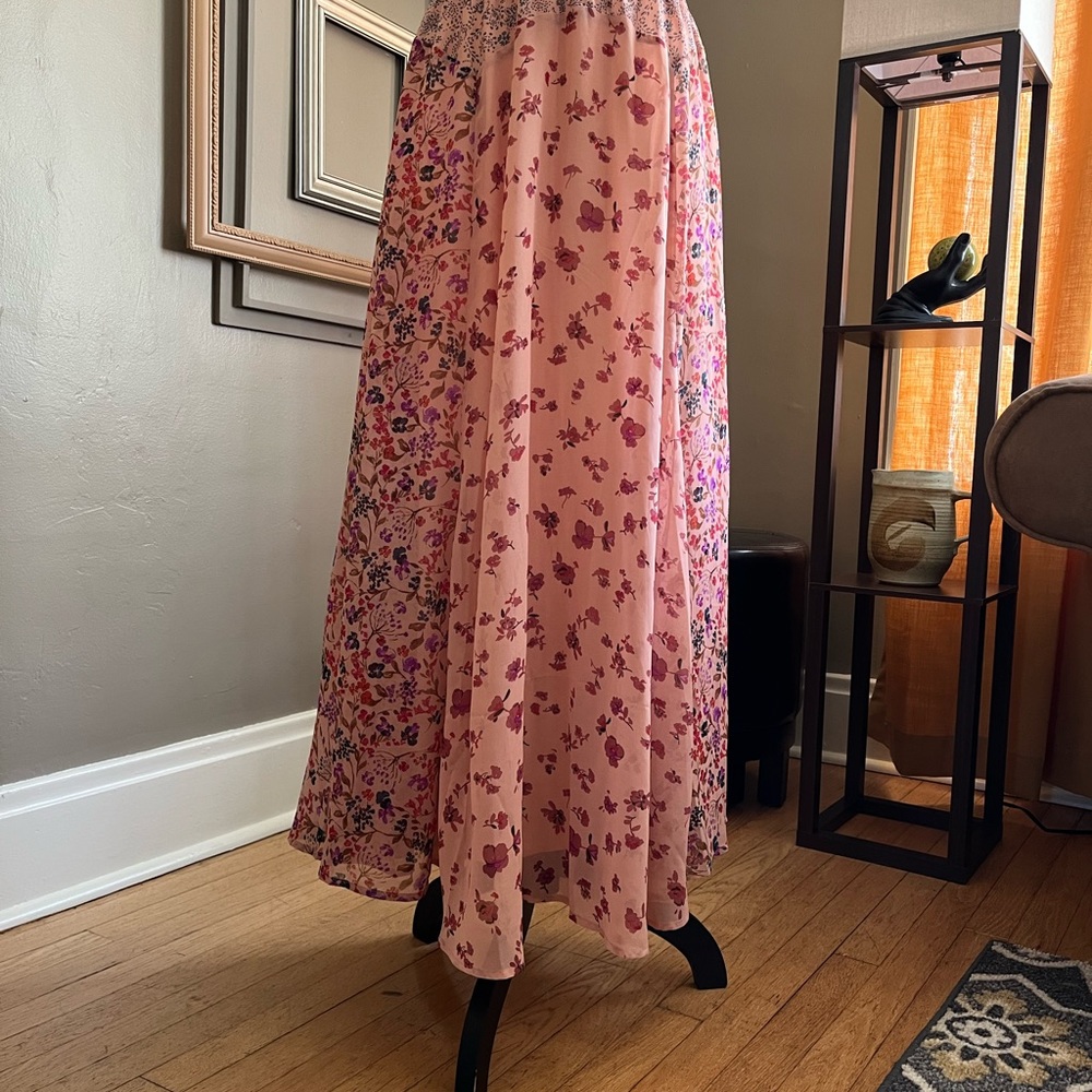 Lined Floral Maxi Skirt